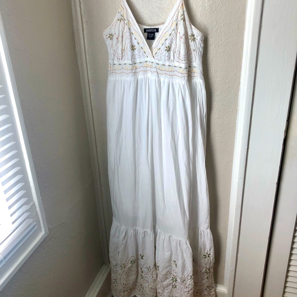 100% Cotton Cottagecore Medium White Maxi Dress